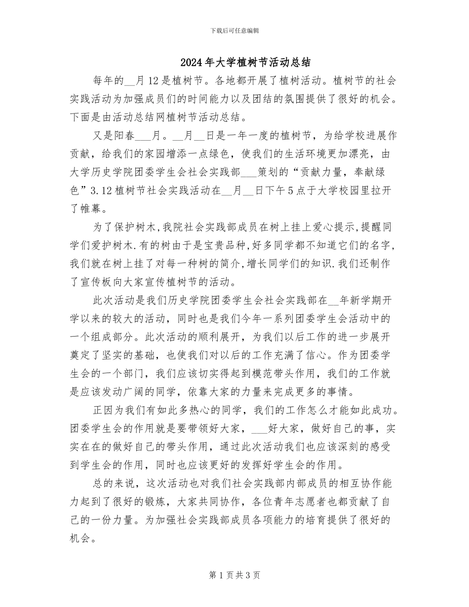 2024年大学植树节活动总结_第1页