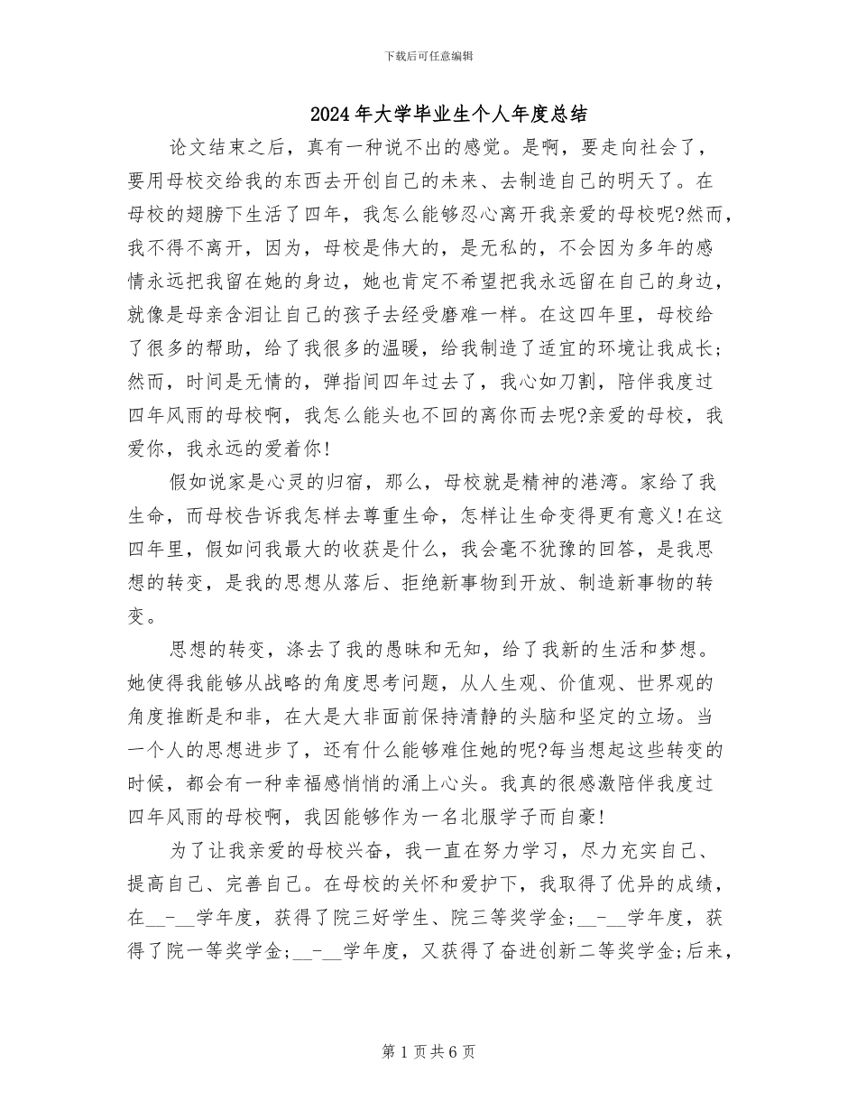 2024年大学毕业生个人年度总结_第1页