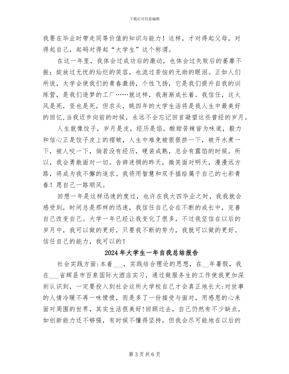 2024年大学生一年生活个人总结_第3页