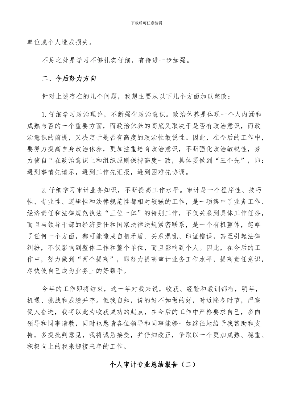 2024年大学生个人审计专业工作总结_第2页