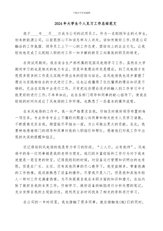 2024年大学生个人见习工作总结范文