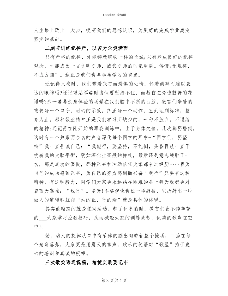 2024年大学生军训个人工作总结_第3页