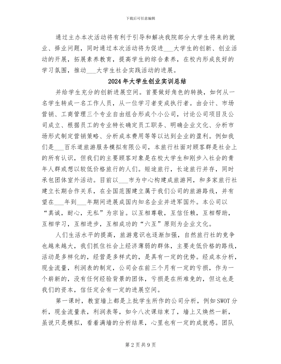 2024年大学生创业大赛活动总结_第2页