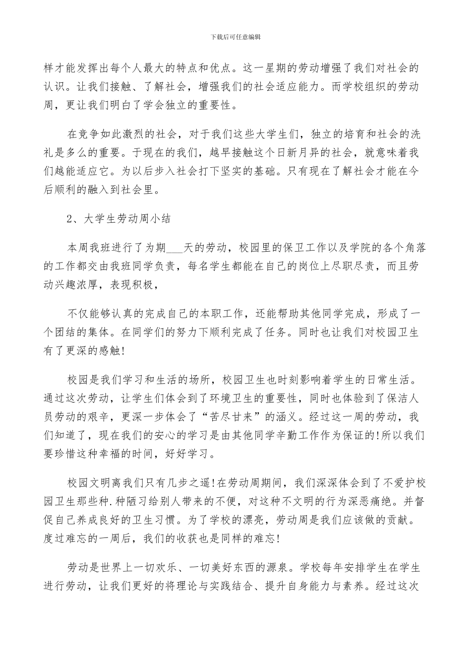 2024年大学生劳动工作报告总结_第3页