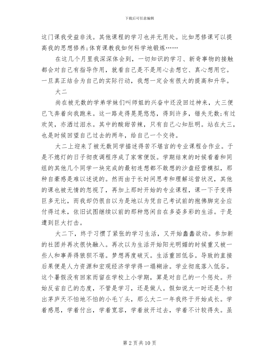 2024年大学生四年自我总结范文_第2页