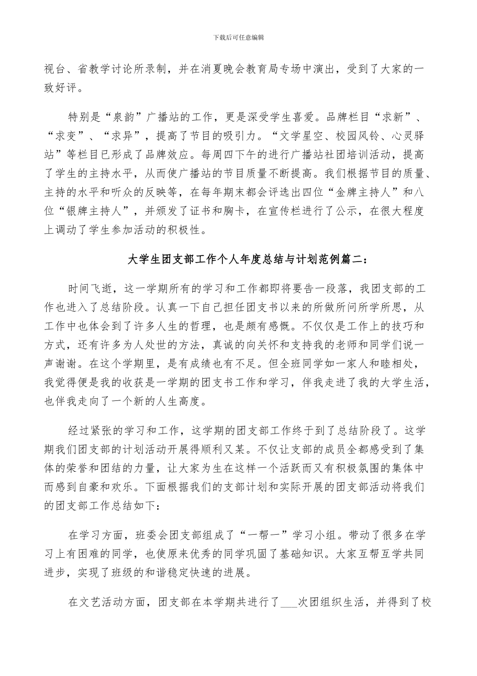 2024年大学生团支部工作个人年度总结与计划范例_第2页