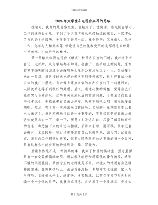 2024年大学生在电视台实习的总结