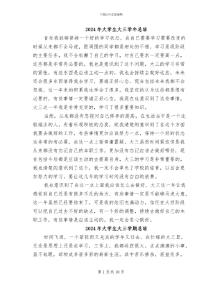 2024年大学生大三学年总结