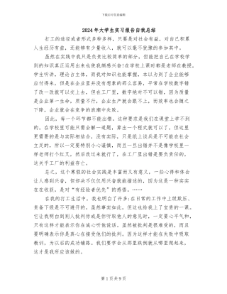 2024年大学生实习报告自我总结