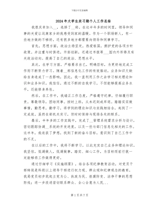 2024年大学生实习期个人工作总结