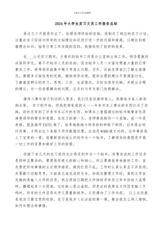 2024年大学生实习文员工作报告总结