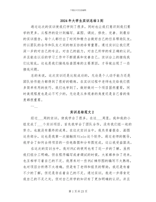 2024年大学生实训总结3则