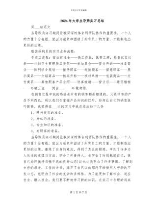 2024年大学生导购实习总结