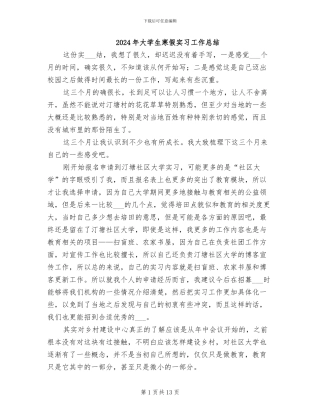 2024年大学生寒假实习工作总结