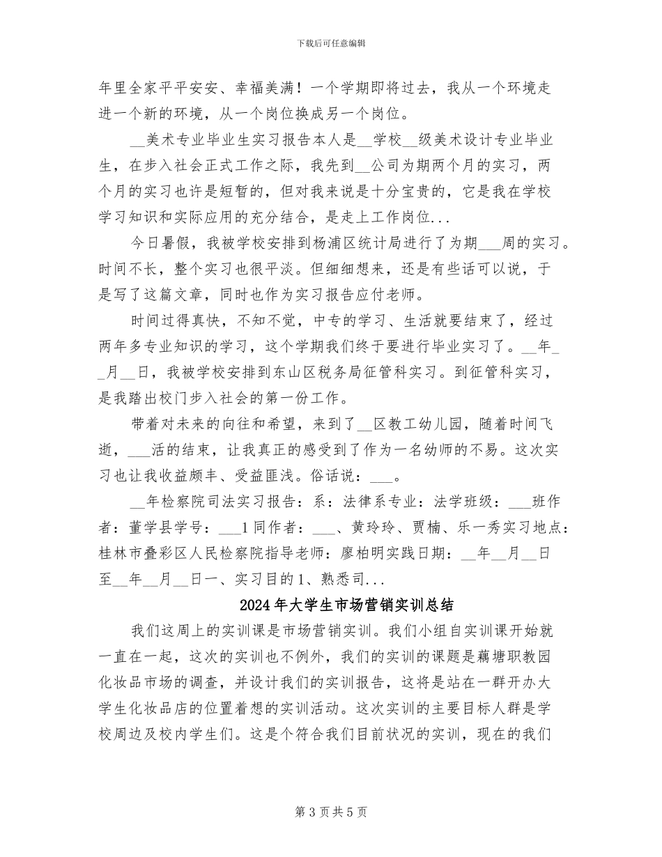 2024年大学生市场营销实习总结_第3页