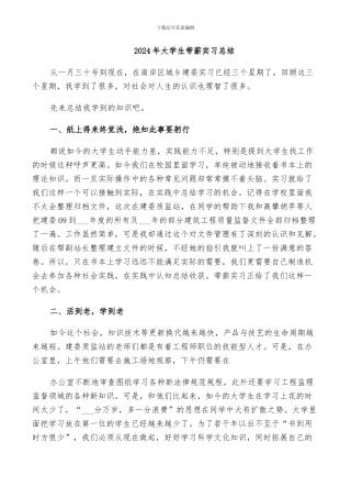 2024年大学生带薪实习总结