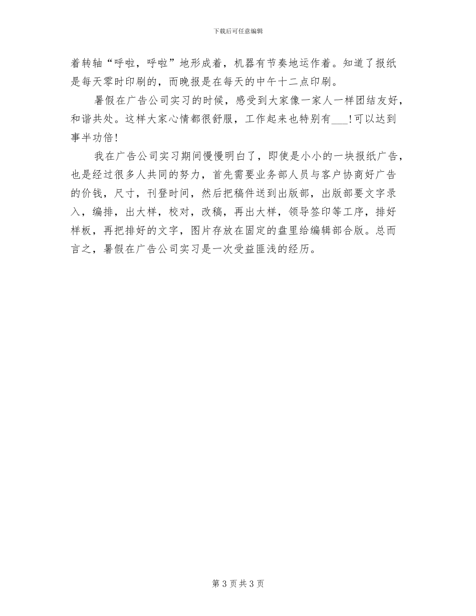 2024年大学生广告公司实习总结_第3页