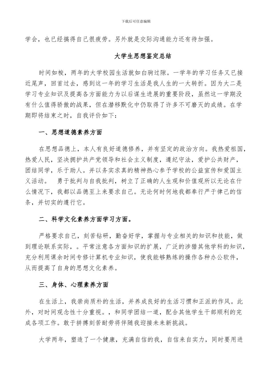 2024年大学生思想鉴定总结_第2页