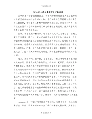 2024年大学生暑期下乡支教总结