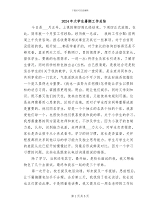 2024年大学生暑期工作总结