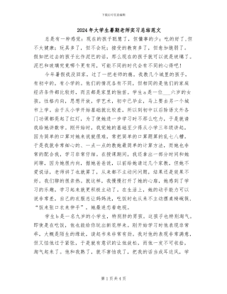 2024年大学生暑期教师实习总结范文