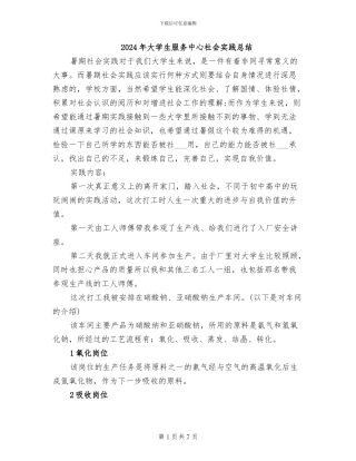 2024年大学生服务中心社会实践总结