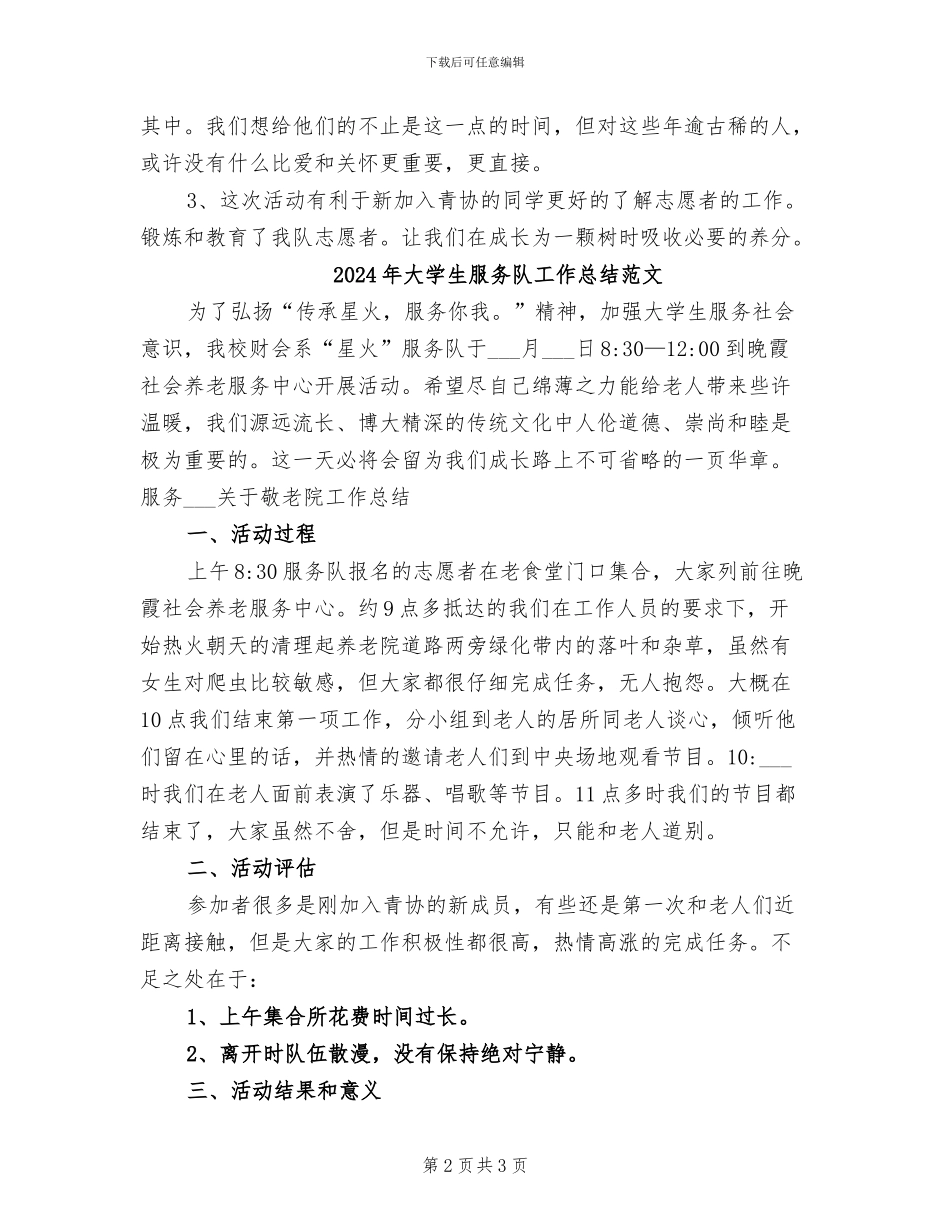 2024年大学生服务队工作总结_第2页