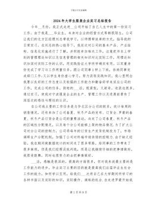 2024年大学生服装企业实习总结报告