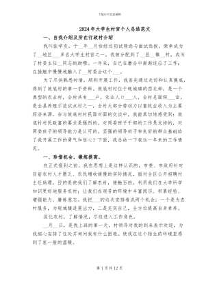 2024年大学生村官个人总结范文