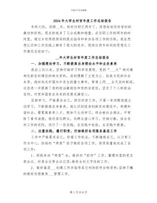 2024年大学生村官年度工作总结报告