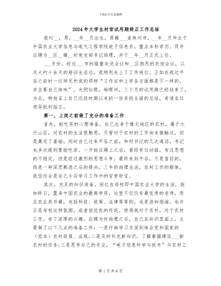 2024年大学生村官试用期转正工作总结