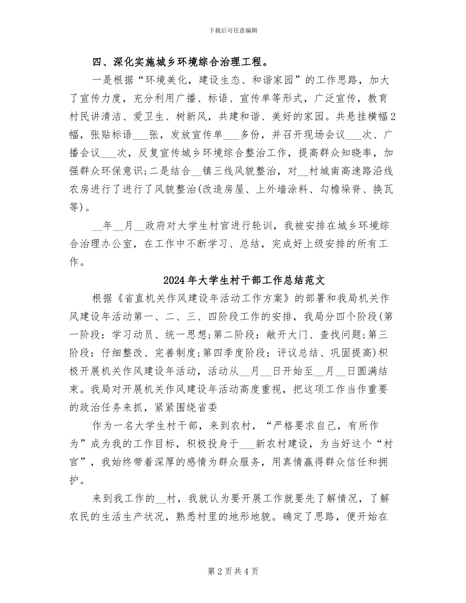 2024年大学生村干部工作总结_第2页