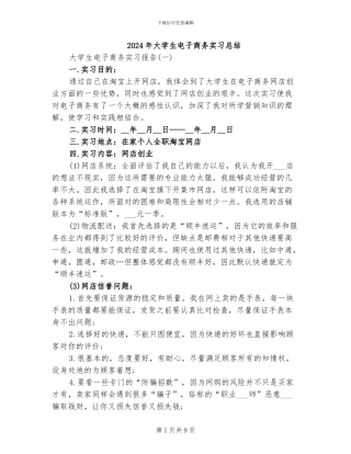 2024年大学生电子商务实习总结