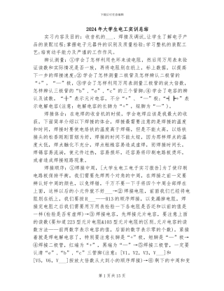 2024年大学生电工实训总结