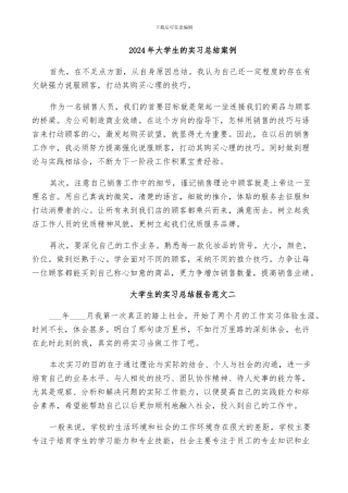 2024年大学生的实习总结案例