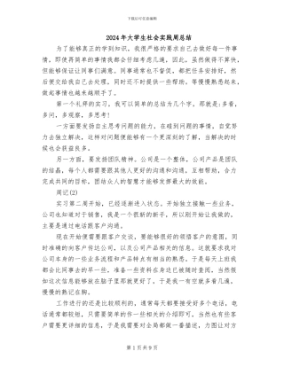 2024年大学生社会实践周总结