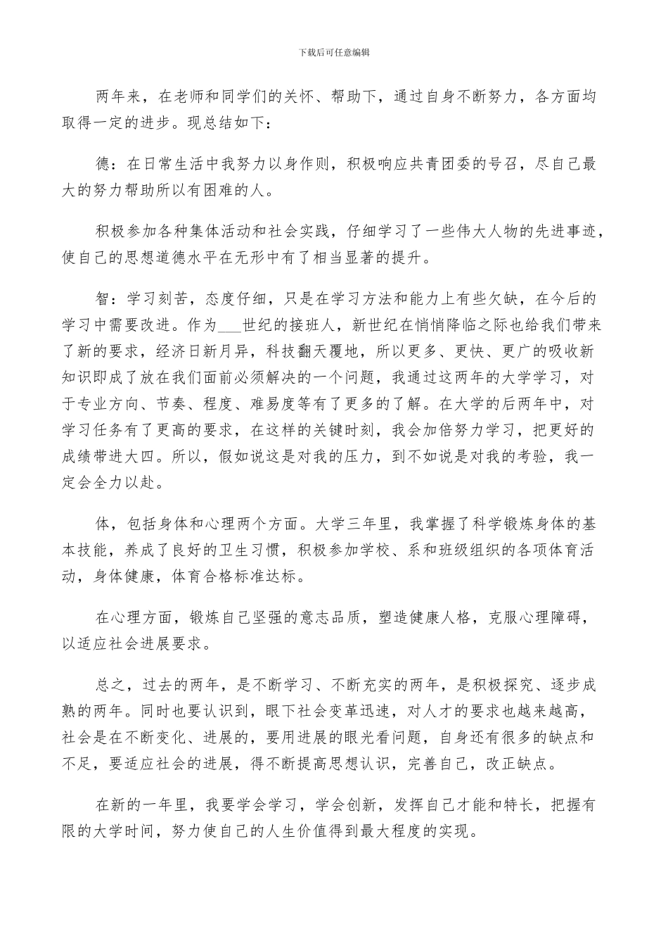 2024年大学生素质自我总结与评价_第3页