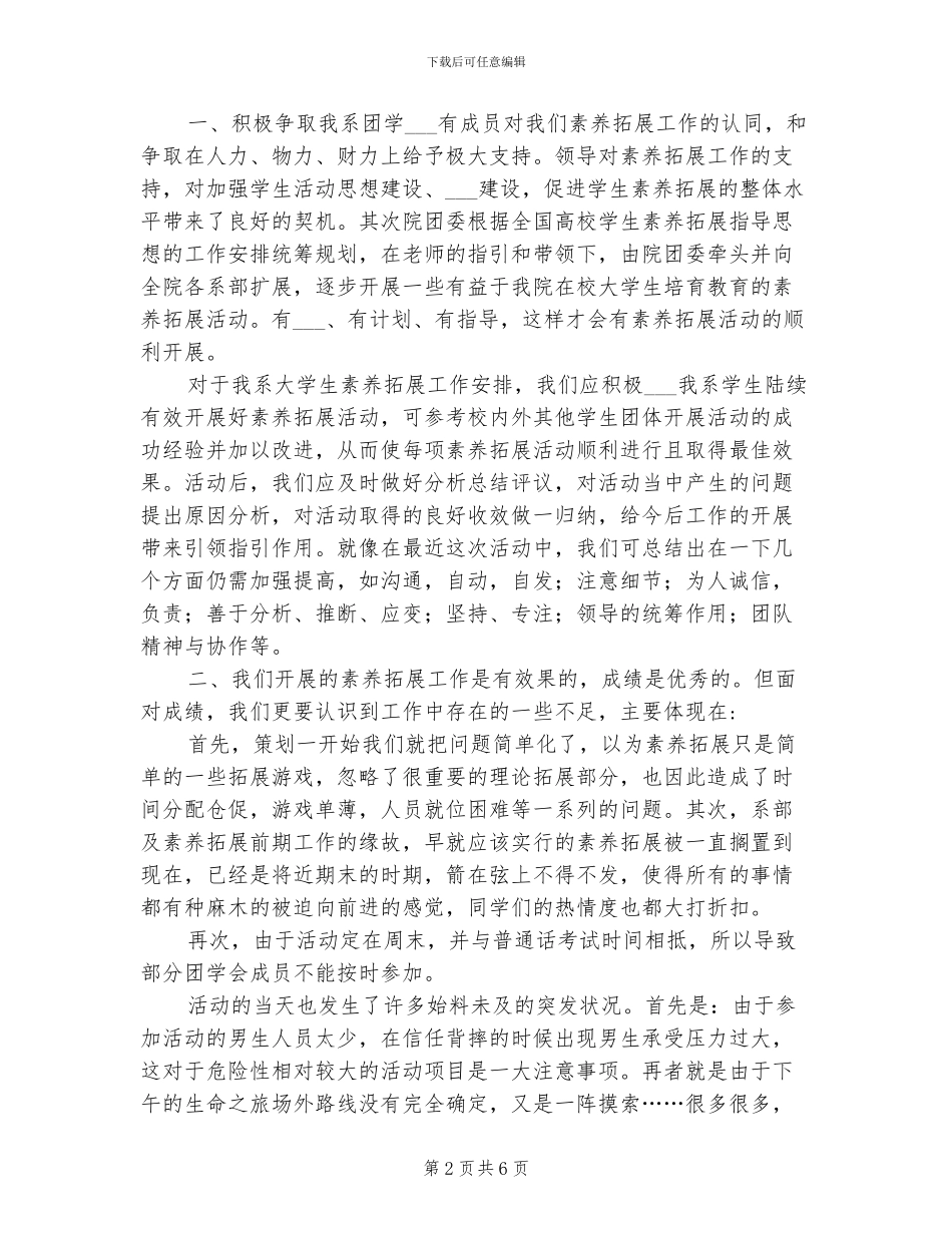 2024年大学生素质拓展部活动总结_第2页