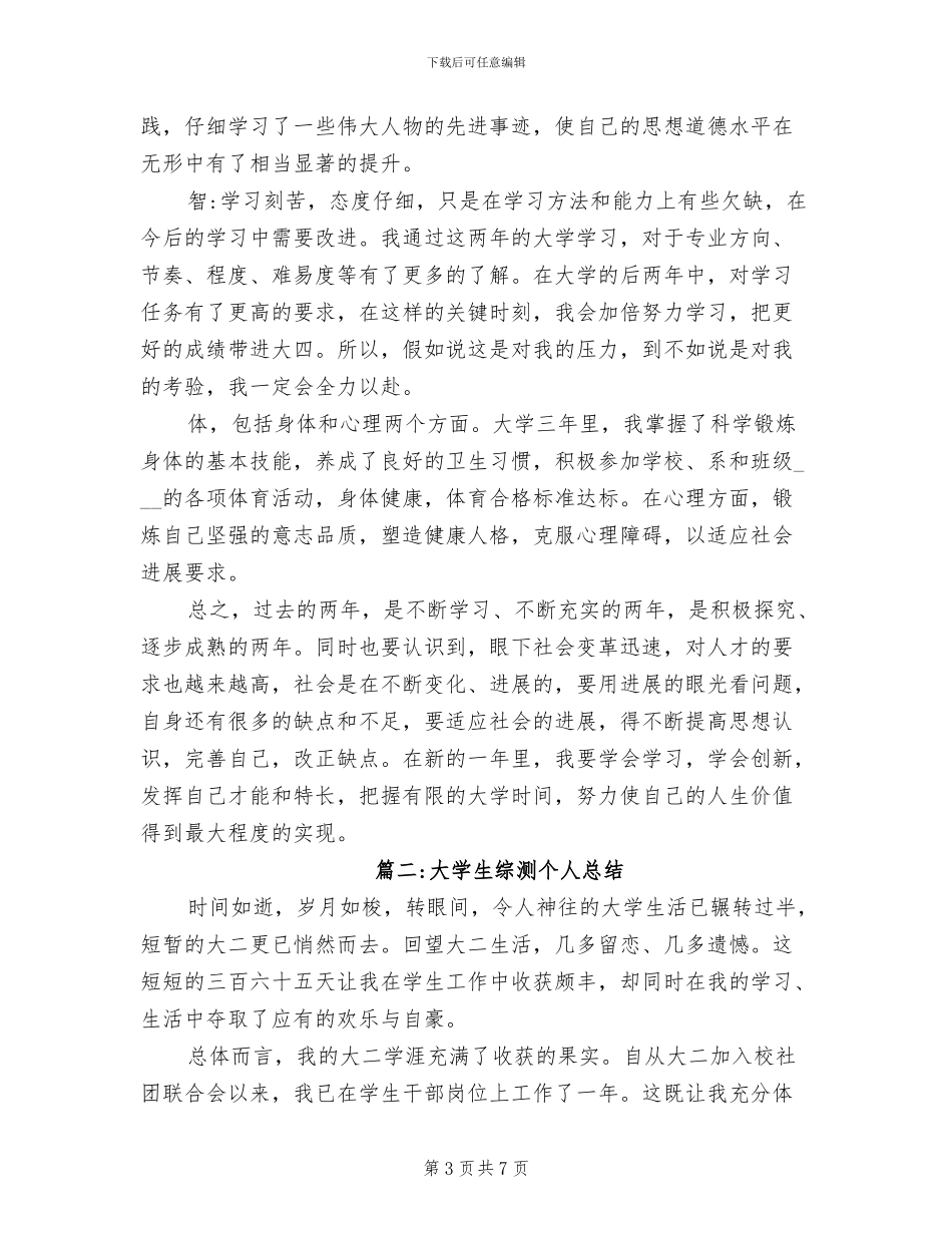 2024年大学生综合素质评价自我总结_第3页