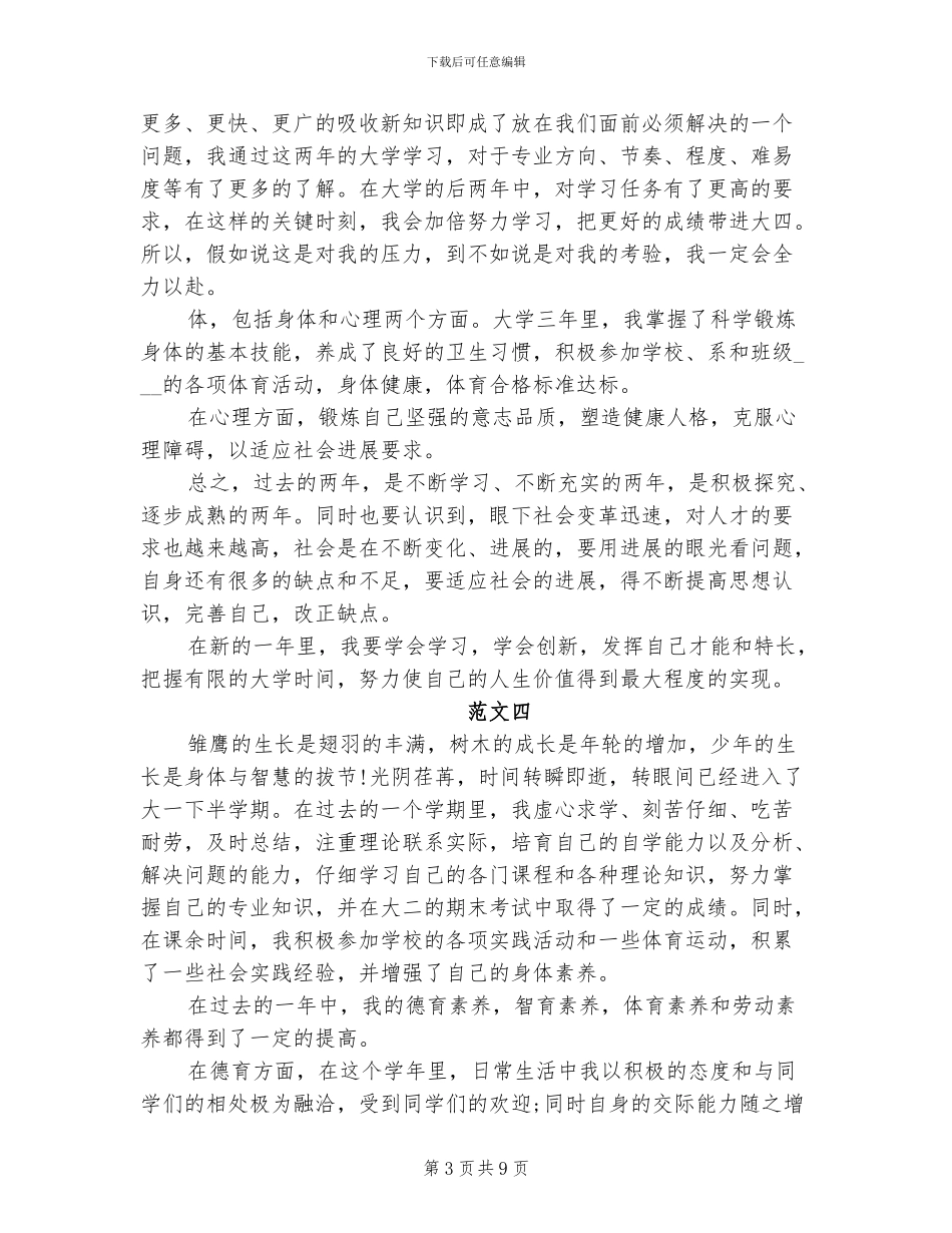 2024年大学生综合素质测评自我总结范文_第3页