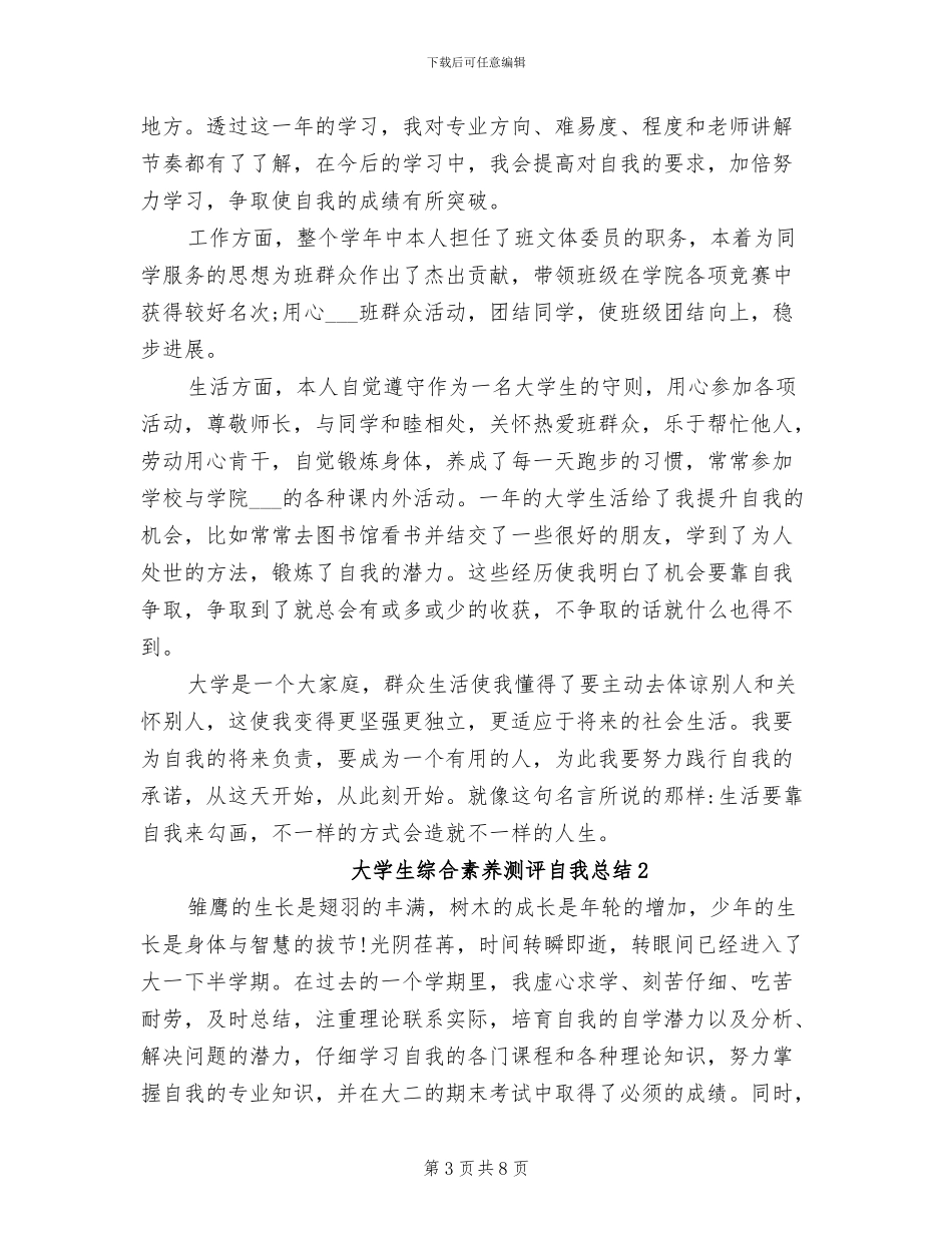 2024年大学生综合测评个人总结范文_第3页