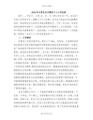 2024年大学生见习期间个人工作总结