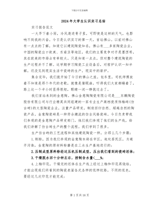 2024年大学生认识实习总结