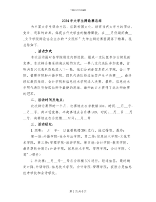 2024年大学生辩论赛总结