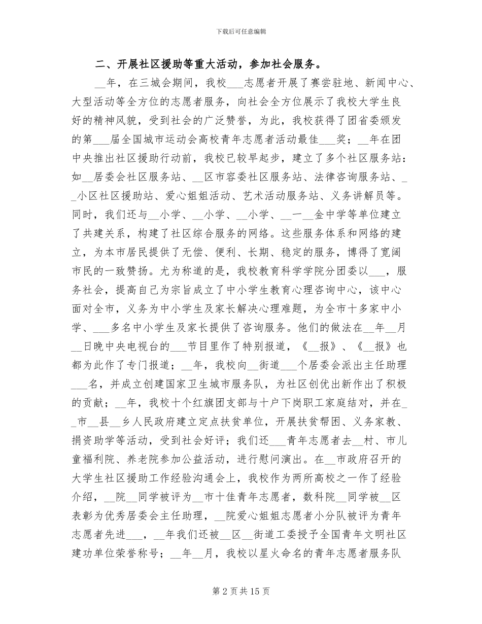 2024年大学生青年志愿者部长工作总结_第2页