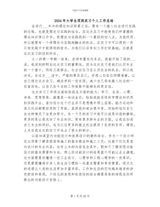 2024年大学生顶岗实习个人工作总结
