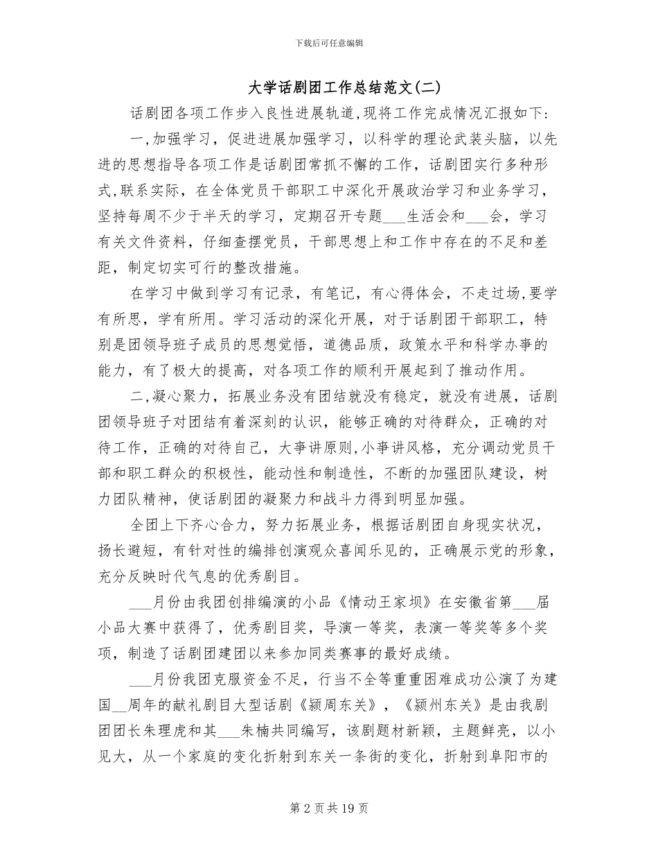 2024年大学话剧团工作总结_第2页