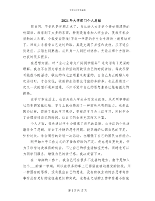 2024年大学部门个人总结