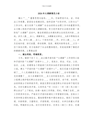 2024年大调解情况小结