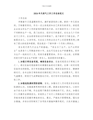 2024年天然气工作工作总结范文